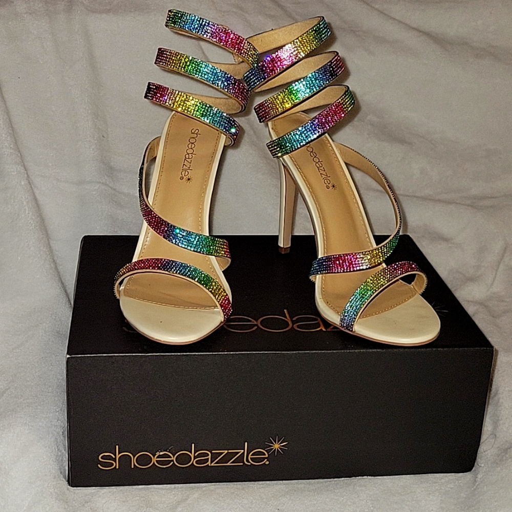 ShoeDazzle Ronja Raindow Wrapped Heels sz 9.5